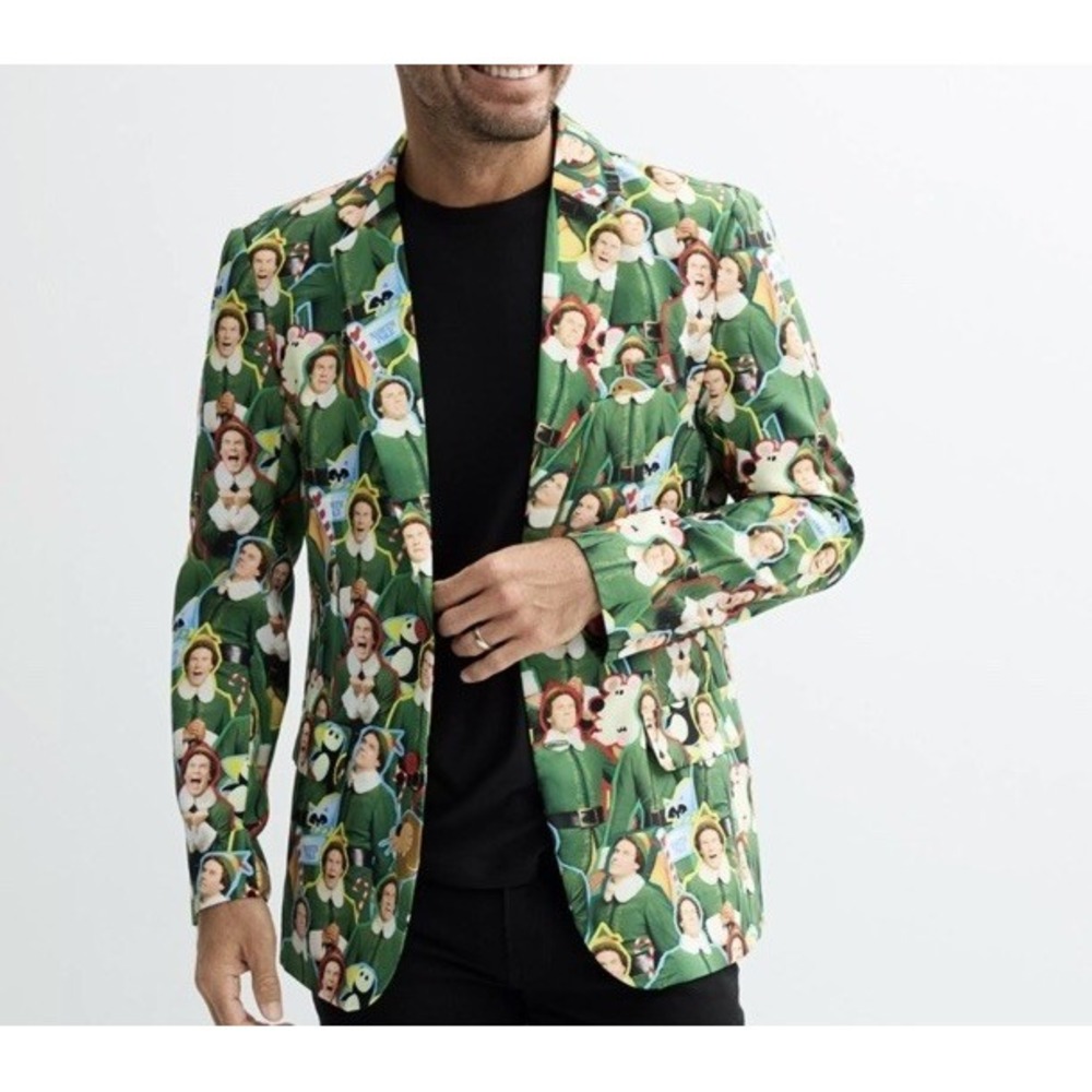 Buddy The Elf Will Ferrell Mens NWT Christmas Jacket Blazer - Ugly Christmas XL
